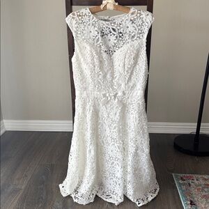 VTG Sue Wong Nocturne White Floral Lace Midi A-Line Dress Size 8 NEW